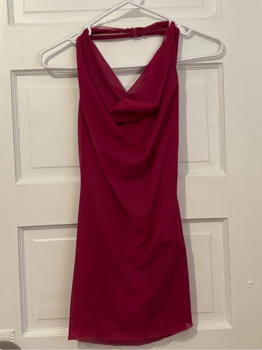 balera Fuchsia Draped Cowl Neck one piece dance costume worn-small adult